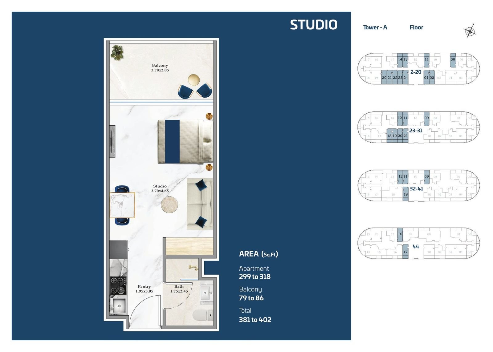 Serenz by Danube studio apartment floor plan, JVC Dubai